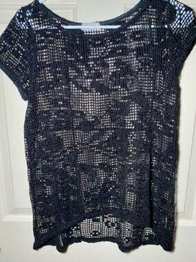 Pull & Bear - Crochet Black‎ Short Sleeve Summer Top M